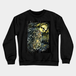 Forest Sage Great Horned Owl Crewneck Sweatshirt